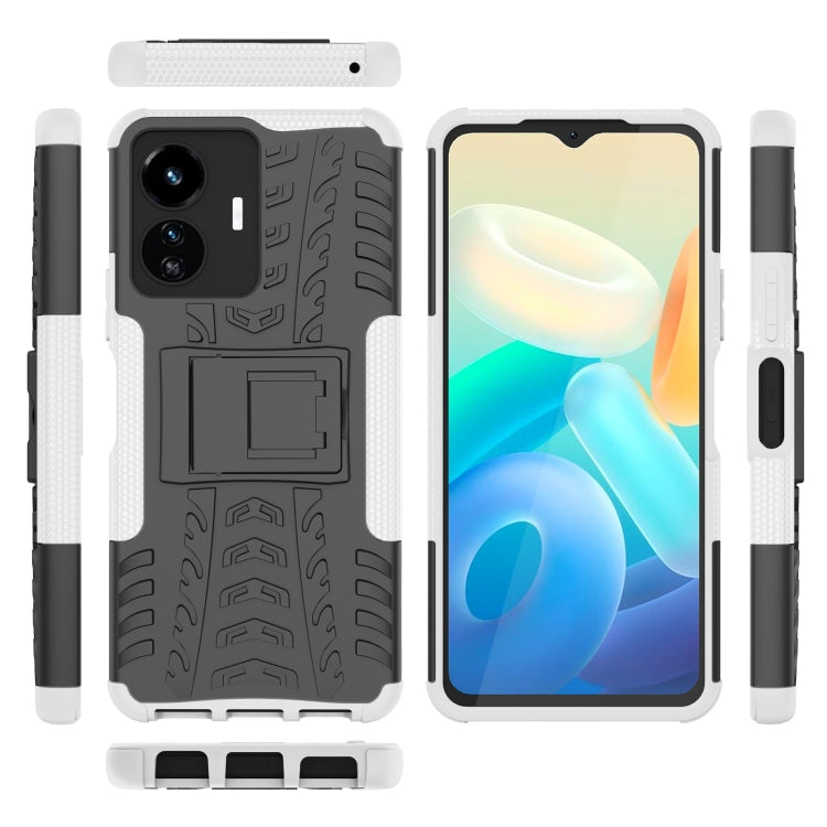For vivo Y77 Tire Texture TPU + PC Phone Case with Holder