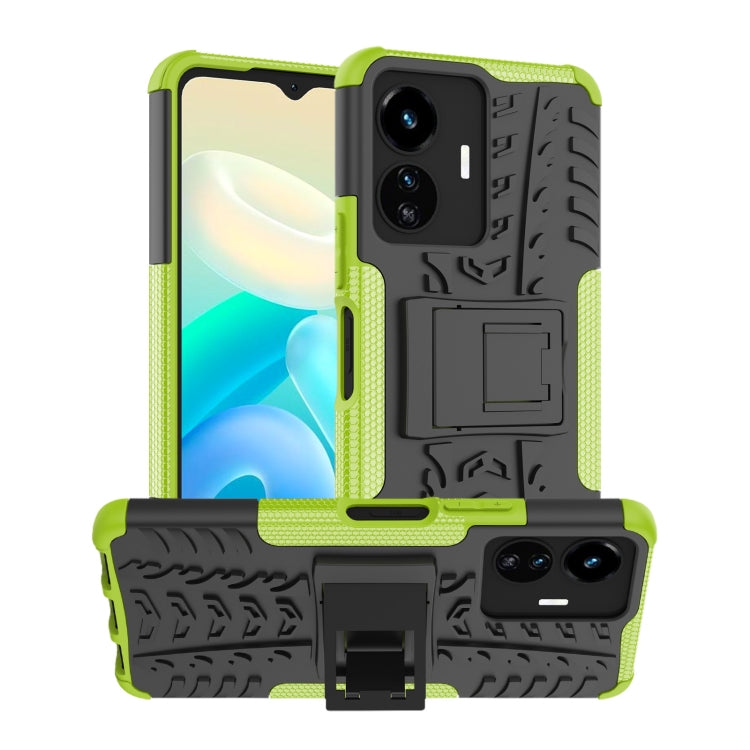 For vivo Y77 Tire Texture TPU + PC Phone Case with Holder