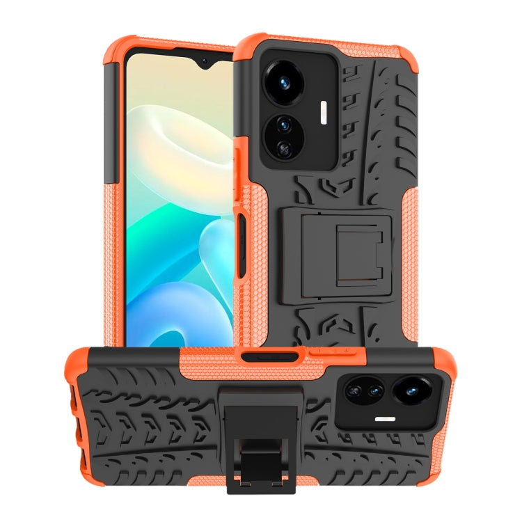 For vivo Y77 Tire Texture TPU + PC Phone Case with Holder