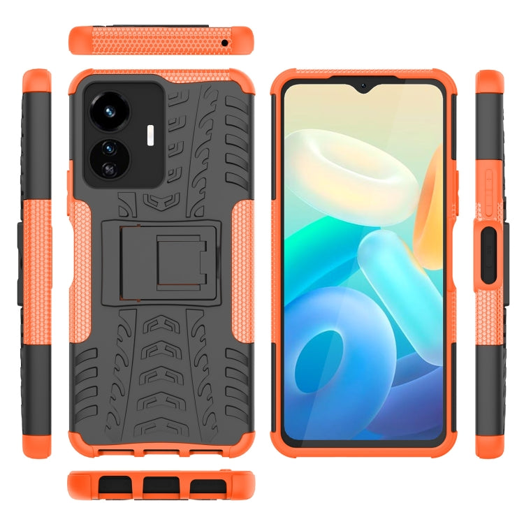 For vivo Y77 Tire Texture TPU + PC Phone Case with Holder