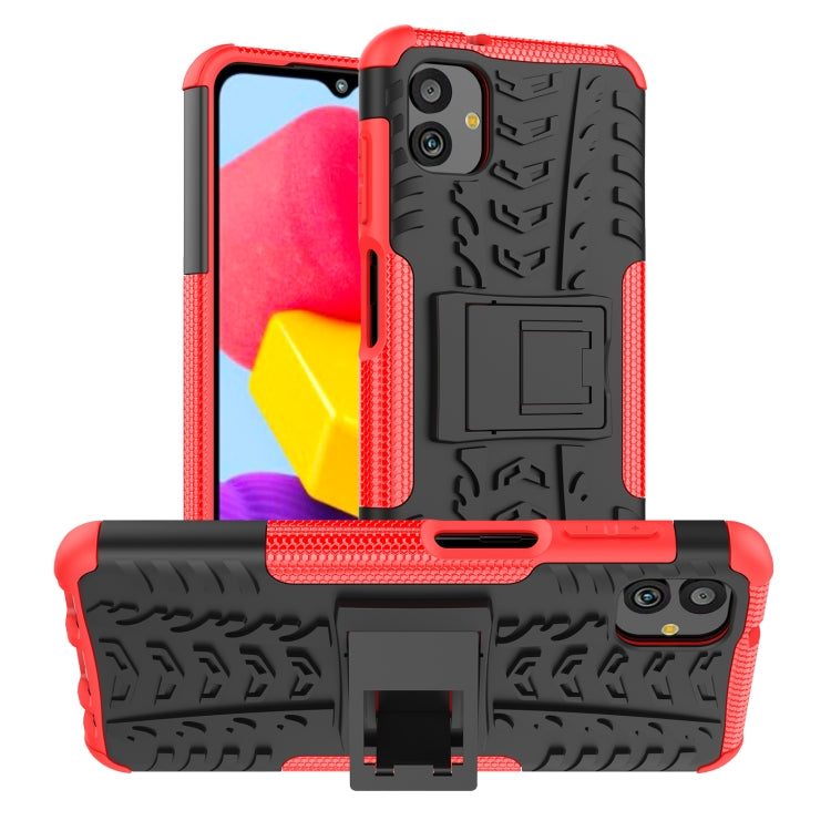 For Samsung Galaxy A04 / M13 5G Tire Texture TPU + PC Phone Case with Holder