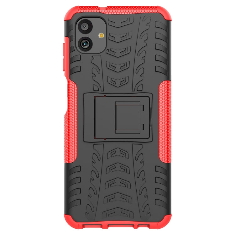 For Samsung Galaxy A04 / M13 5G Tire Texture TPU + PC Phone Case with Holder