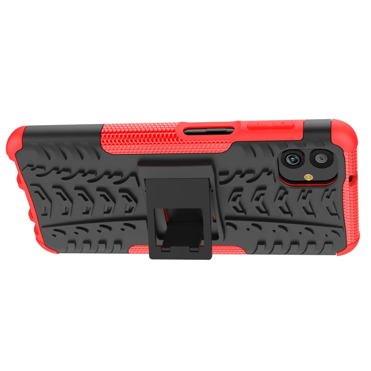 For Samsung Galaxy A04 / M13 5G Tire Texture TPU + PC Phone Case with Holder