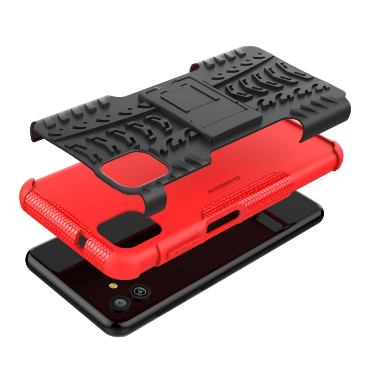For Samsung Galaxy A04 / M13 5G Tire Texture TPU + PC Phone Case with Holder