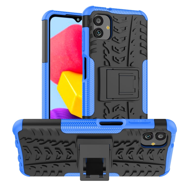 For Samsung Galaxy A04 / M13 5G Tire Texture TPU + PC Phone Case with Holder