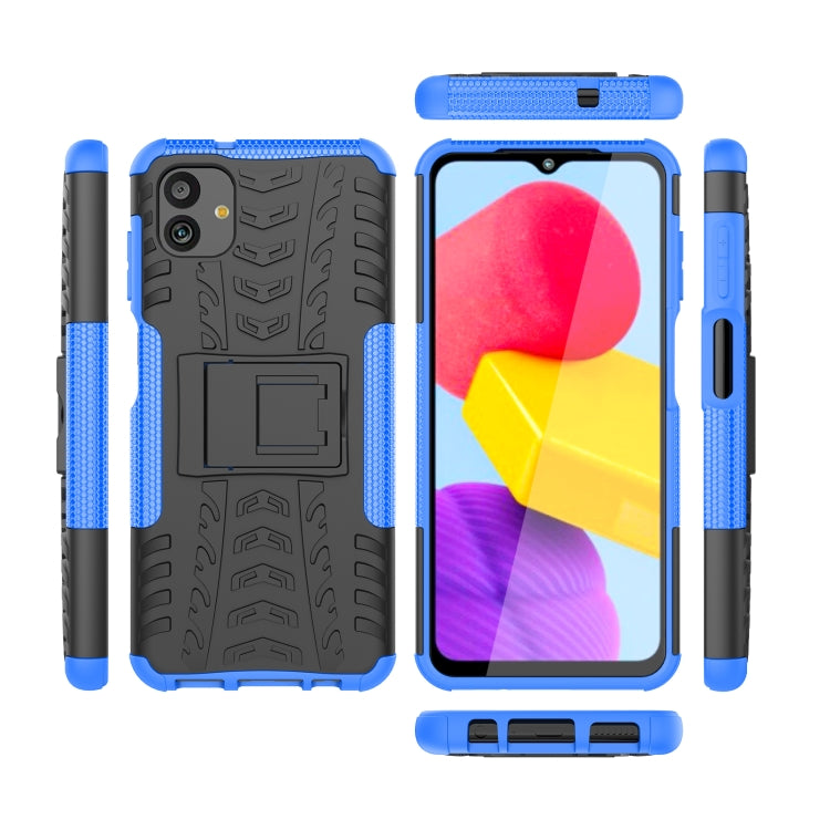 For Samsung Galaxy A04 / M13 5G Tire Texture TPU + PC Phone Case with Holder