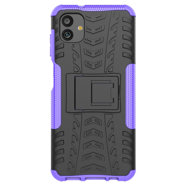 For Samsung Galaxy A04 / M13 5G Tire Texture TPU + PC Phone Case with Holder