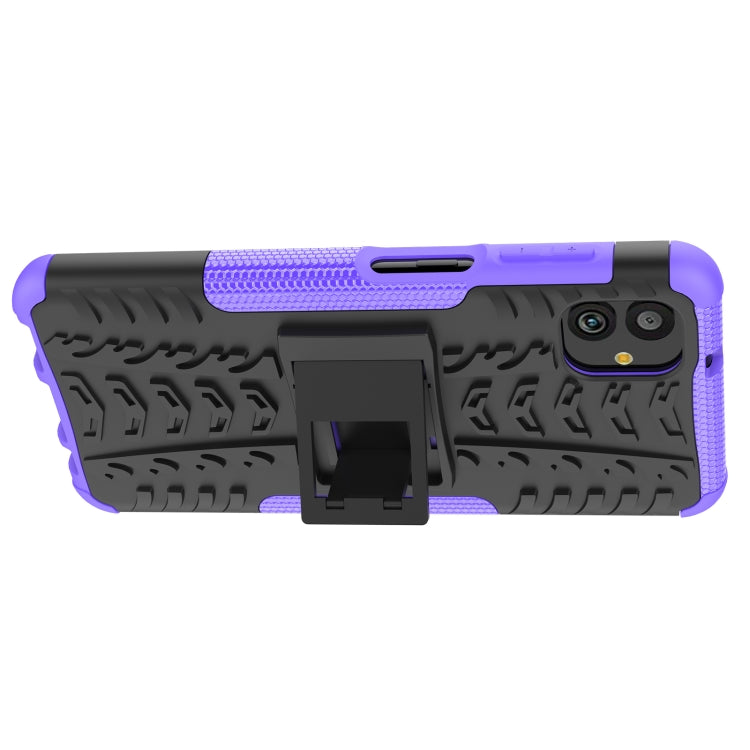 For Samsung Galaxy A04 / M13 5G Tire Texture TPU + PC Phone Case with Holder