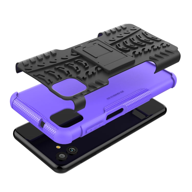 For Samsung Galaxy A04 / M13 5G Tire Texture TPU + PC Phone Case with Holder