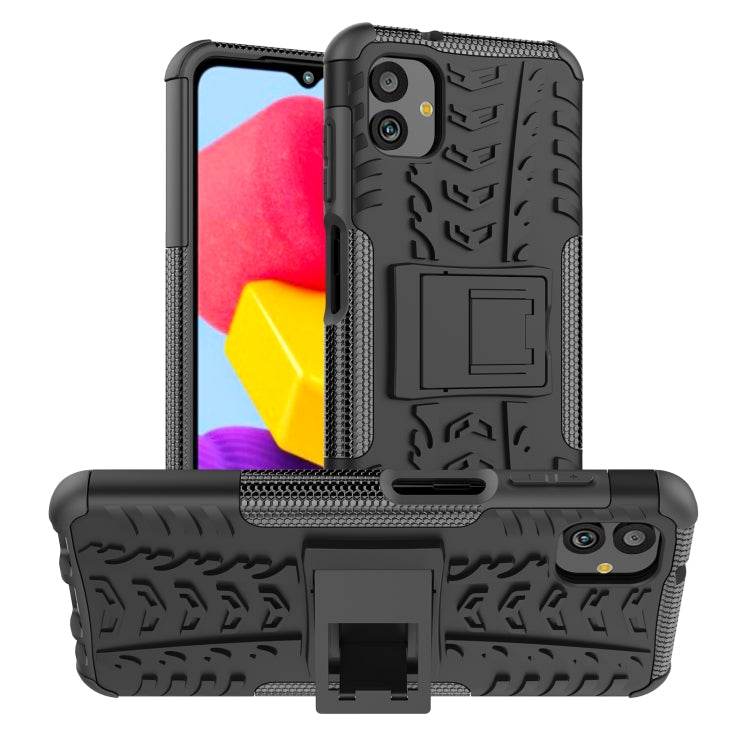 For Samsung Galaxy A04 / M13 5G Tire Texture TPU + PC Phone Case with Holder