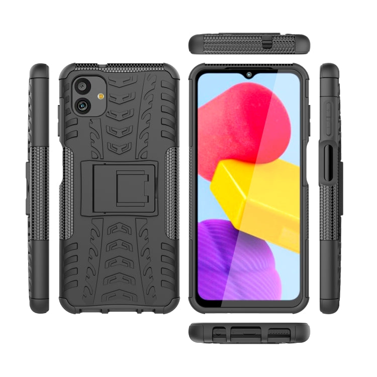 For Samsung Galaxy A04 / M13 5G Tire Texture TPU + PC Phone Case with Holder