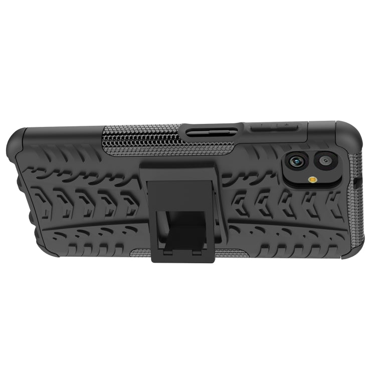 For Samsung Galaxy A04 / M13 5G Tire Texture TPU + PC Phone Case with Holder