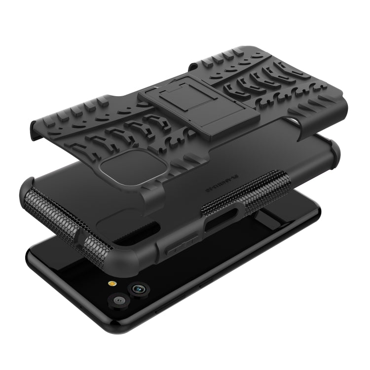 For Samsung Galaxy A04 / M13 5G Tire Texture TPU + PC Phone Case with Holder
