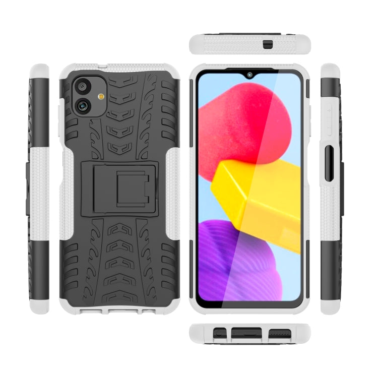 For Samsung Galaxy A04 / M13 5G Tire Texture TPU + PC Phone Case with Holder