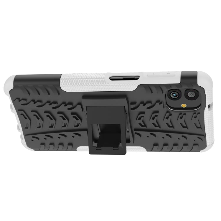 For Samsung Galaxy A04 / M13 5G Tire Texture TPU + PC Phone Case with Holder