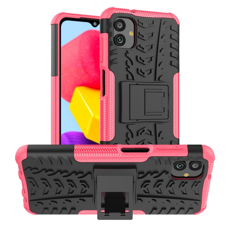 For Samsung Galaxy A04 / M13 5G Tire Texture TPU + PC Phone Case with Holder