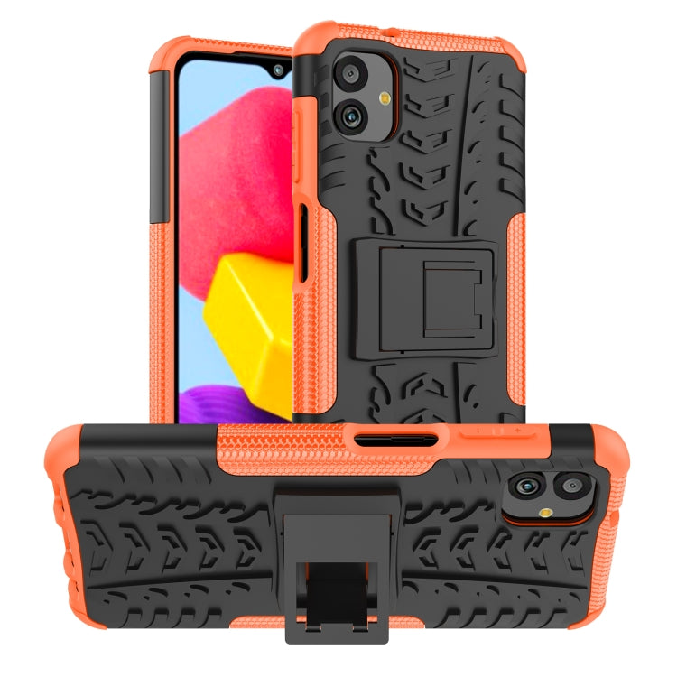 For Samsung Galaxy A04 / M13 5G Tire Texture TPU + PC Phone Case with Holder