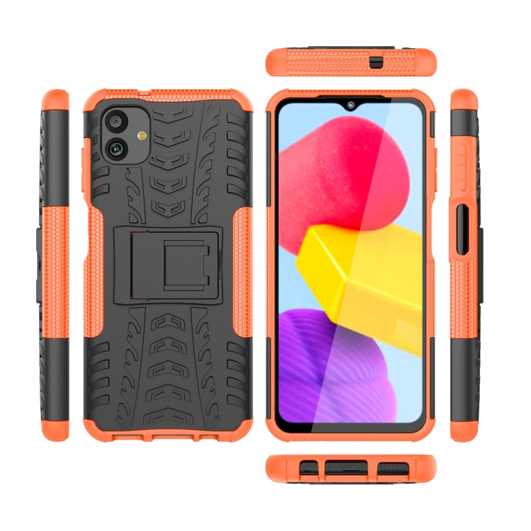 For Samsung Galaxy A04 / M13 5G Tire Texture TPU + PC Phone Case with Holder