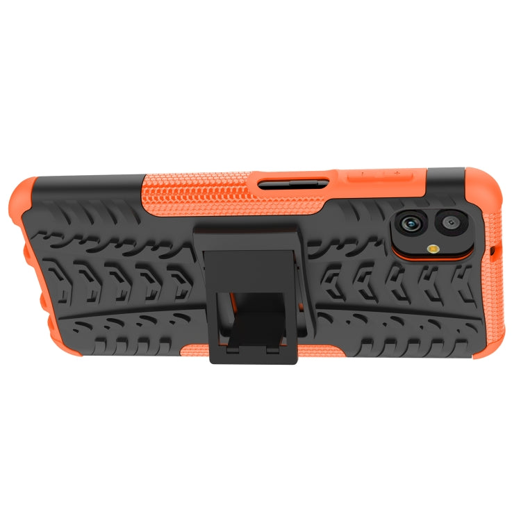 For Samsung Galaxy A04 / M13 5G Tire Texture TPU + PC Phone Case with Holder