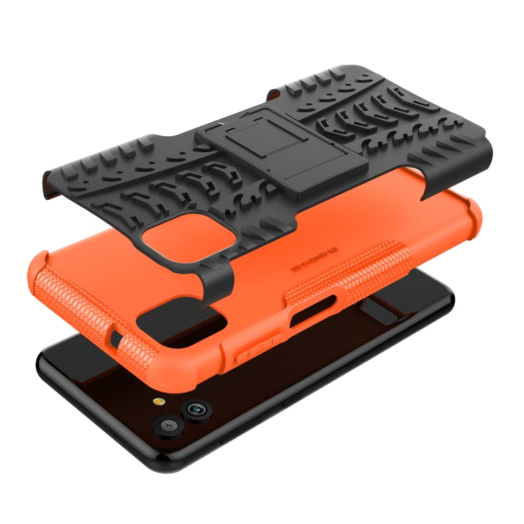 For Samsung Galaxy A04 / M13 5G Tire Texture TPU + PC Phone Case with Holder
