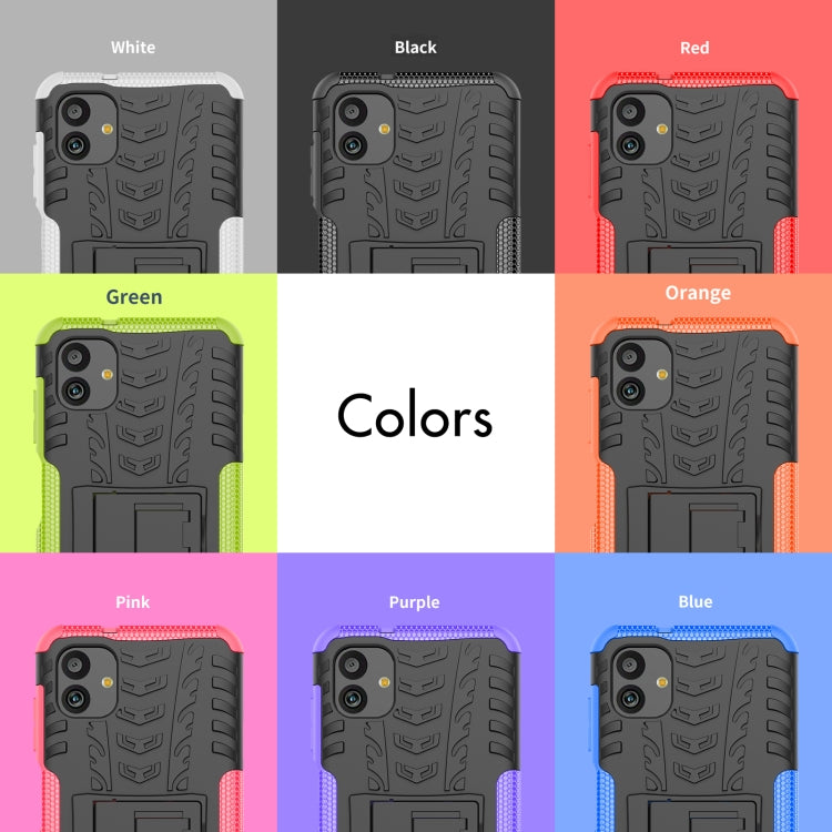 For Samsung Galaxy A04 / M13 5G Tire Texture TPU + PC Phone Case with Holder