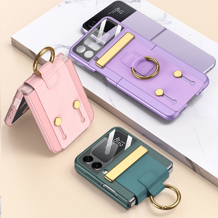 For Samsung Galaxy Z Flip4 GKK Ultrathin Shockproof Phone Case with Ring Holder / Wrist Strap