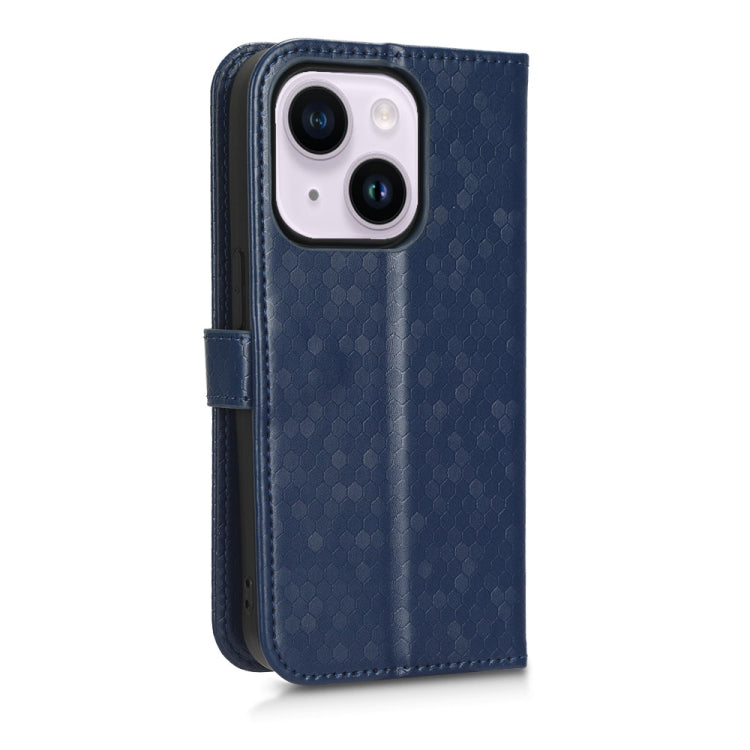 For iPhone 14 Honeycomb Dot Texture Leather Phone Case