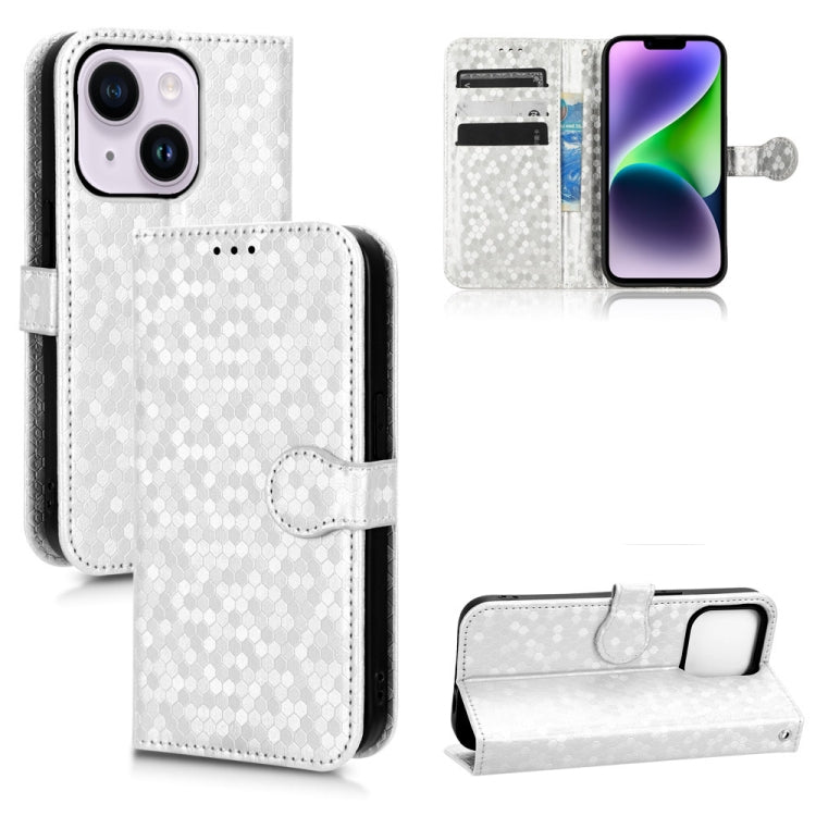 For iPhone 14 Honeycomb Dot Texture Leather Phone Case