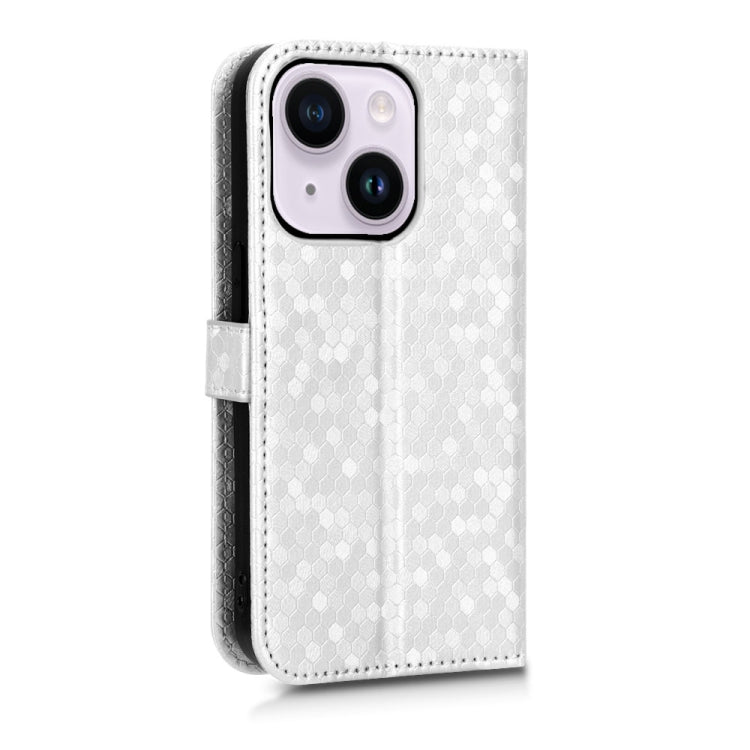 For iPhone 14 Honeycomb Dot Texture Leather Phone Case