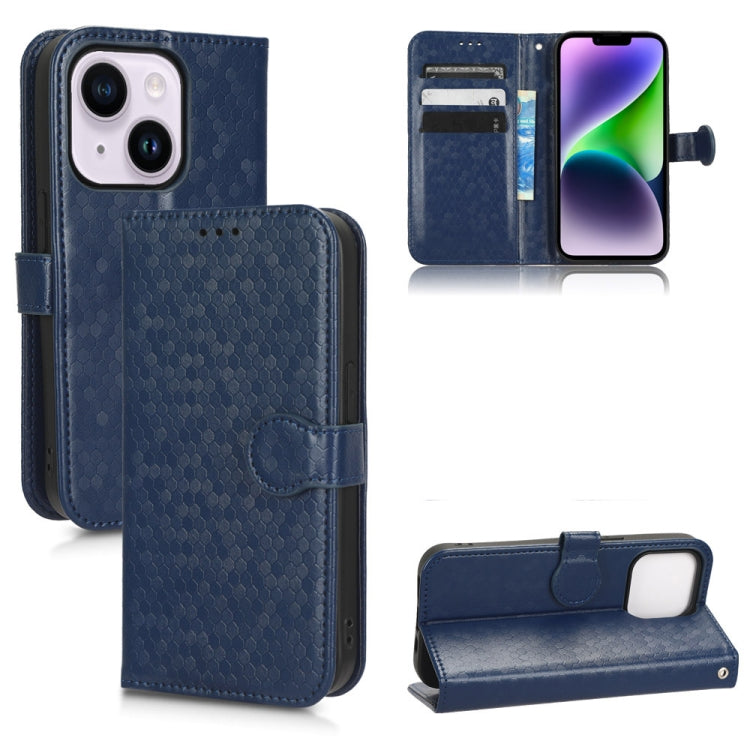For iPhone 14 Plus Honeycomb Dot Texture Leather Phone Case
