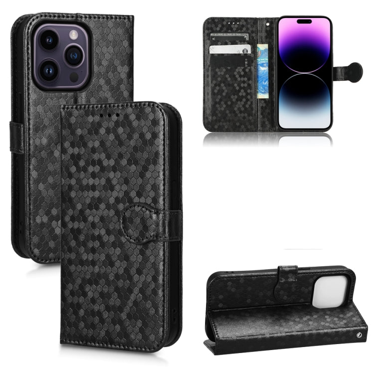 For iPhone 14 Pro Honeycomb Dot Texture Leather Phone Case