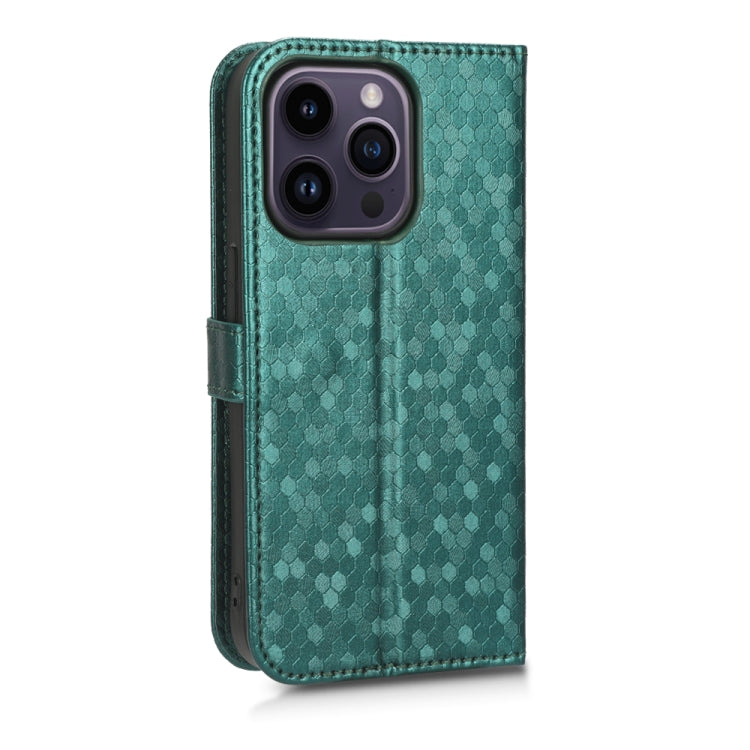 For iPhone 14 Pro Honeycomb Dot Texture Leather Phone Case