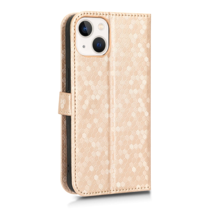 For iPhone 13 Honeycomb Dot Texture Leather Phone Case