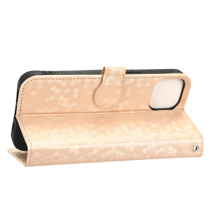 For iPhone 13 Honeycomb Dot Texture Leather Phone Case