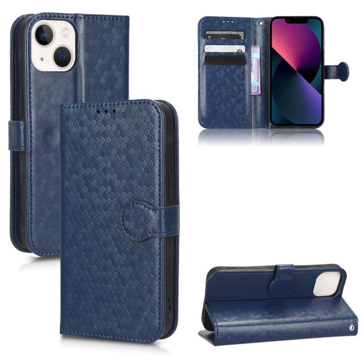 For iPhone 13 Honeycomb Dot Texture Leather Phone Case
