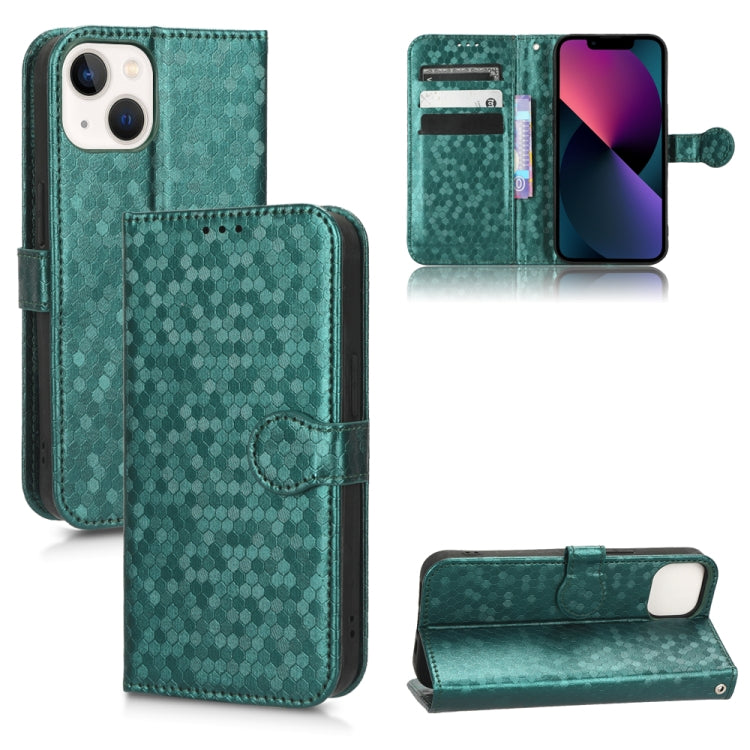 For iPhone 13 Honeycomb Dot Texture Leather Phone Case