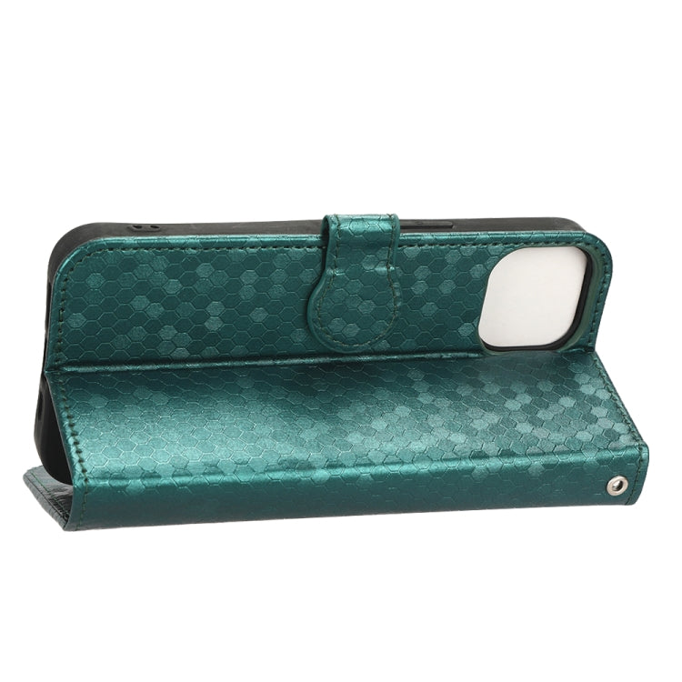 For iPhone 13 Honeycomb Dot Texture Leather Phone Case