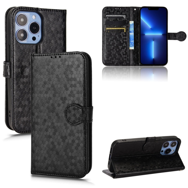 For iPhone 13 Pro Honeycomb Dot Texture Leather Phone Case