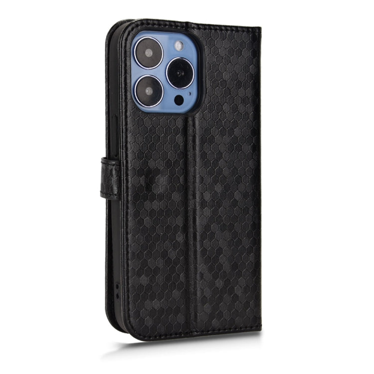 For iPhone 13 Pro Honeycomb Dot Texture Leather Phone Case
