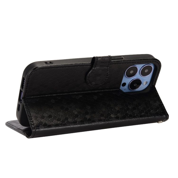 For iPhone 13 Pro Honeycomb Dot Texture Leather Phone Case