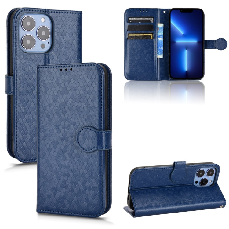 For iPhone 13 Pro Honeycomb Dot Texture Leather Phone Case
