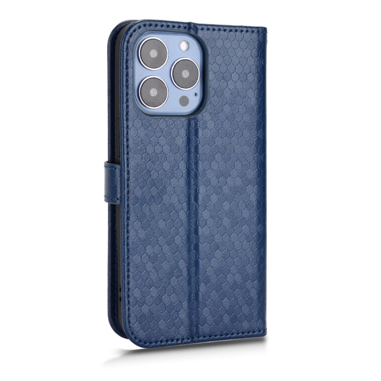 For iPhone 13 Pro Honeycomb Dot Texture Leather Phone Case