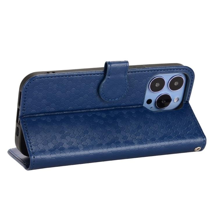 For iPhone 13 Pro Honeycomb Dot Texture Leather Phone Case