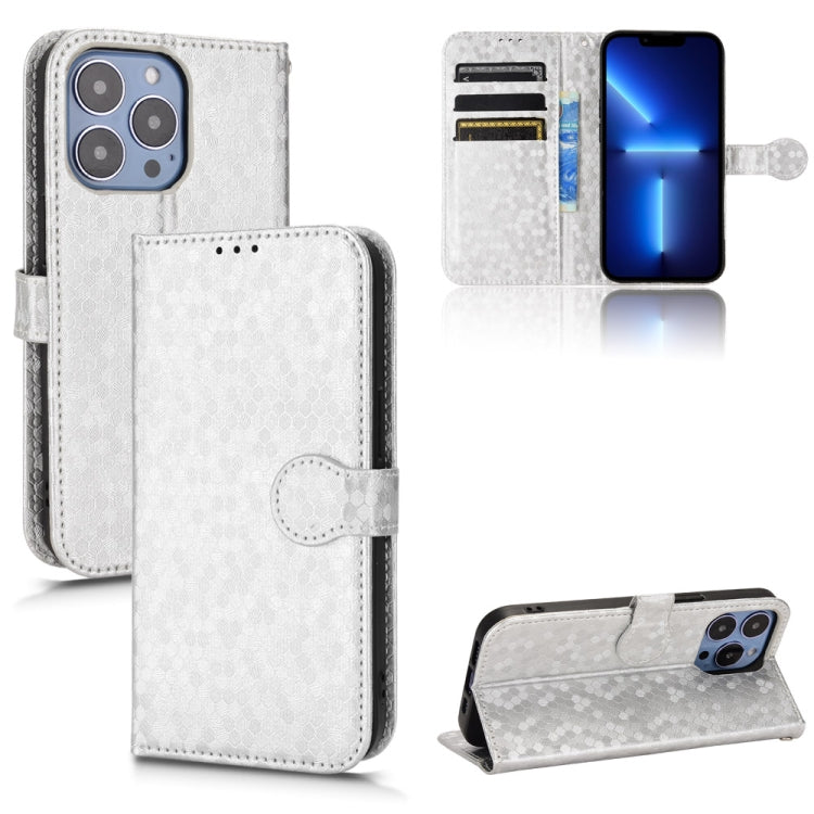 For iPhone 13 Pro Honeycomb Dot Texture Leather Phone Case