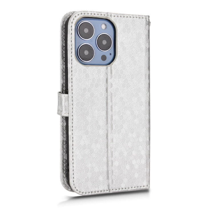 For iPhone 13 Pro Honeycomb Dot Texture Leather Phone Case