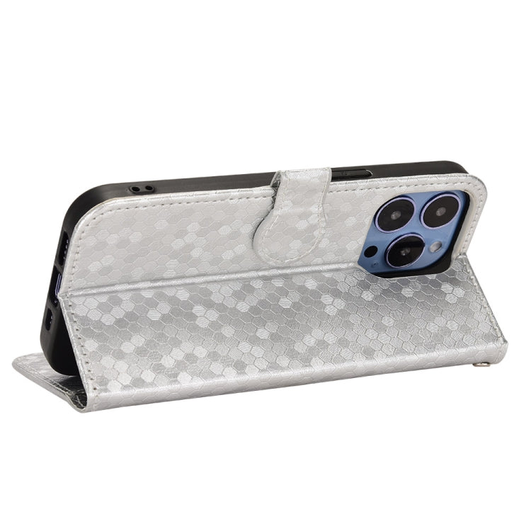 For iPhone 13 Pro Honeycomb Dot Texture Leather Phone Case