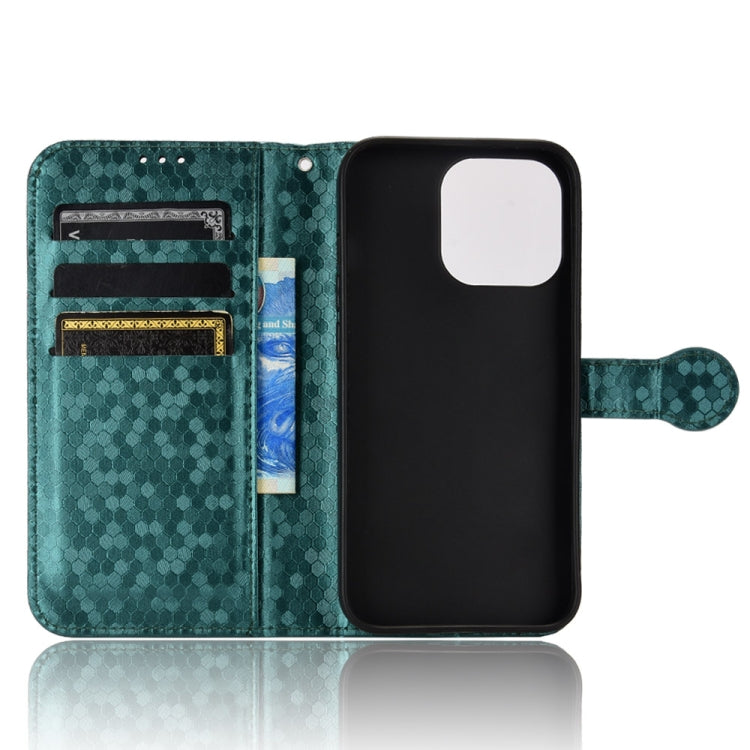For iPhone 13 Pro Max Honeycomb Dot Texture Leather Phone Case