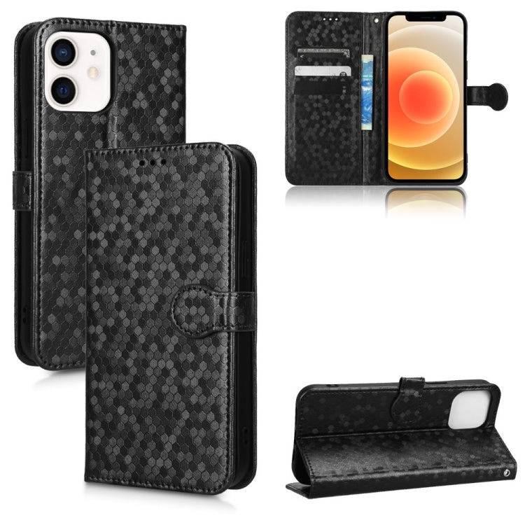 For iPhone 12 mini Honeycomb Dot Texture Leather Phone Case