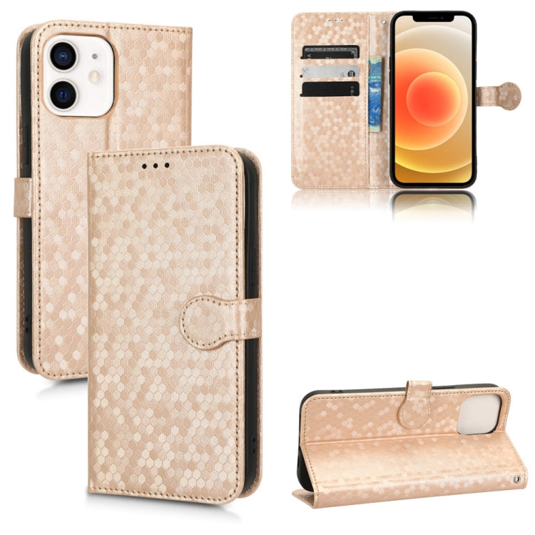 For iPhone 12 / 12 Pro Honeycomb Dot Texture Leather Phone Case