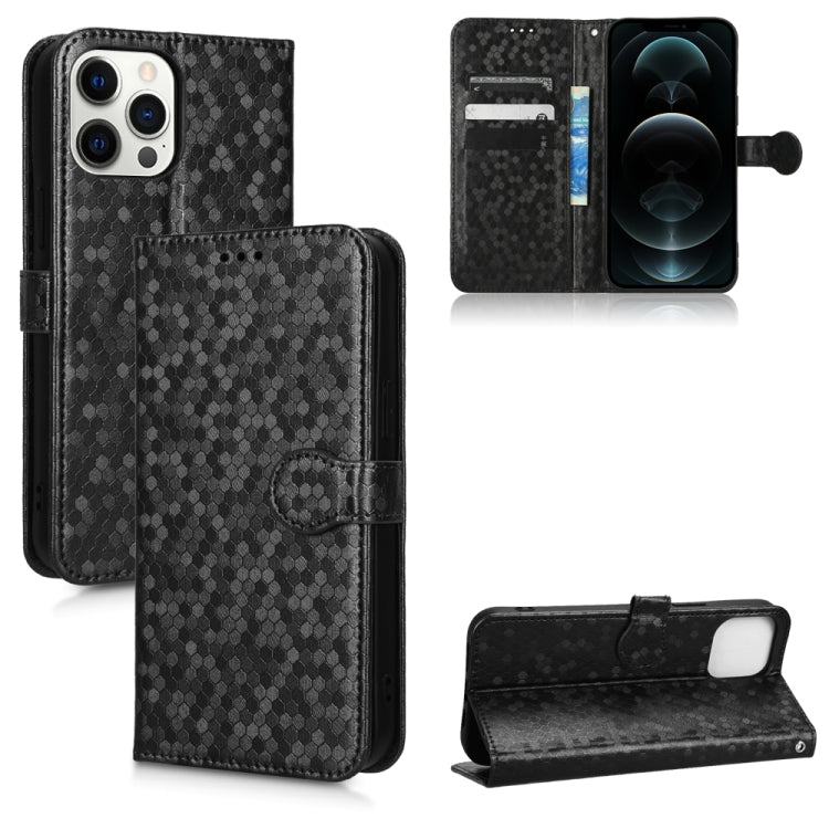 For iPhone 12 Pro Max Honeycomb Dot Texture Leather Phone Case
